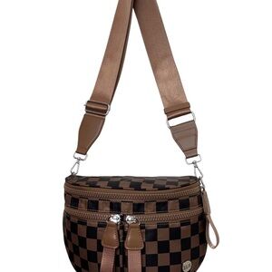 Iris & Rainbow Chestnut Checkered Crossbody Bag
